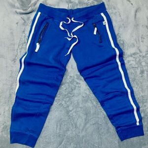 Self Esteem Blue capri stlyle with White Stripes and